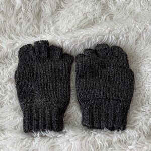 ZARA MEN KNIT GLOVES MITTENS FINGERLESS DARK GREY
